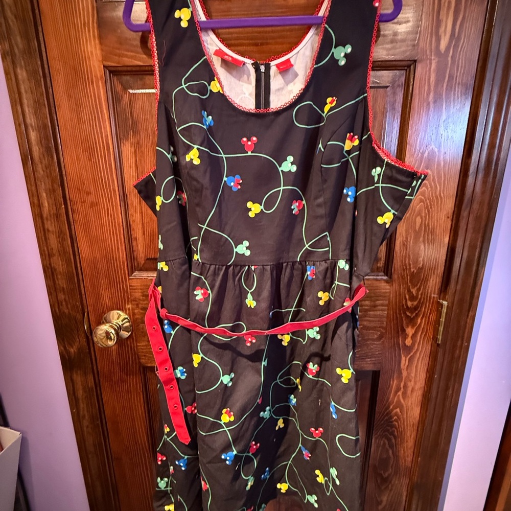 Disney Black Dress with Colorful Mickey and Minne Pattern